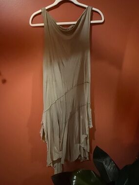 Free People Taupe Asymmetrical Layered Tank Dress